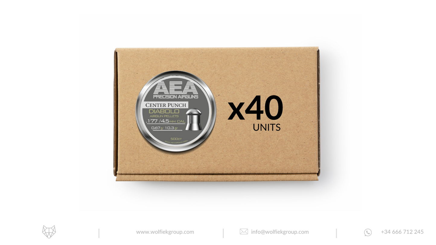 Master box · AEA Diabolo Pellets Heavy Round Nose · Cal .177 (4.5mm) · Weight 0.67g (10.3gr)