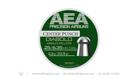 AEA Center Punch Diabolo Pellets - Cal .25 (6.35mm) | 2.2g (33.9gr)